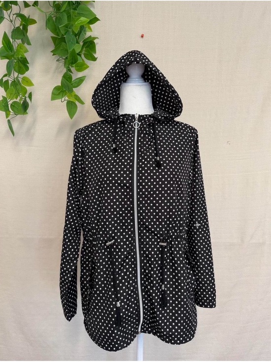Caribbean Jackets & Blazers - Caribbean Black Polka Dot Hooded Utility Jacket